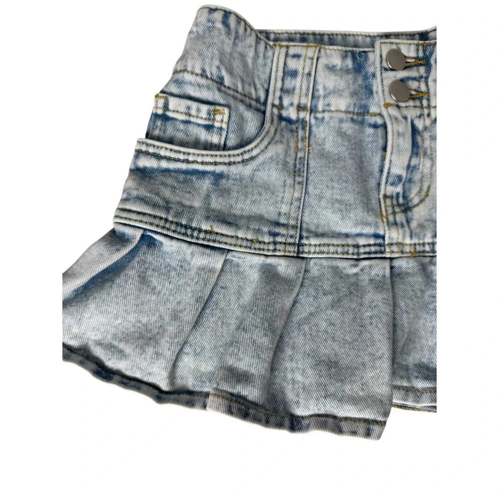 Pacsun Denim Skirt Sz 24 Light Wash Ruffled Skater Spring Summer Back‎ To School